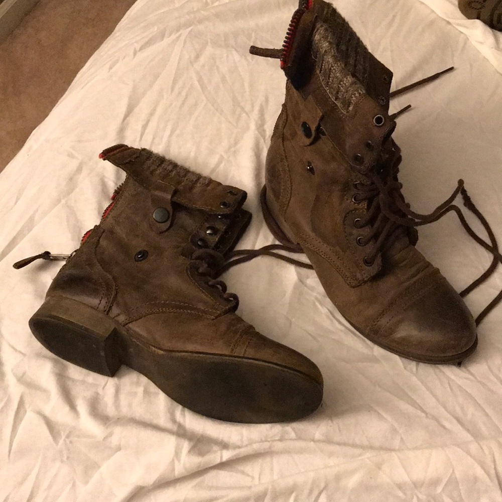 Brown Steve Madden combat boots